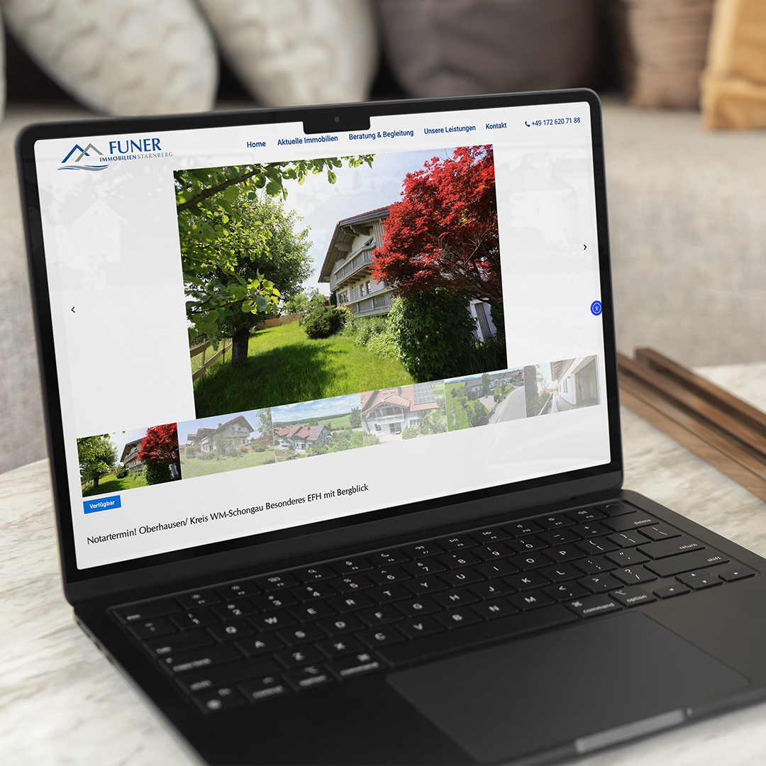 Funer Immobilien Starnberg – Präsentation des Immobilienportfolios auf der Website